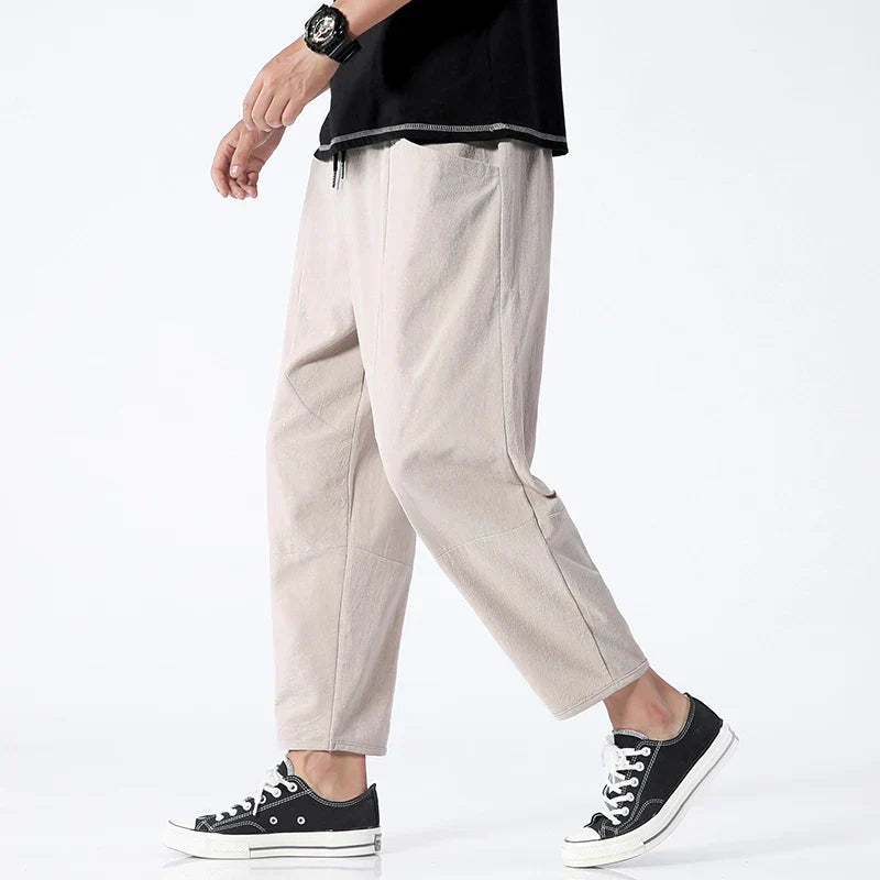 Mäns Cropped Pants med Justerbar Midja 2