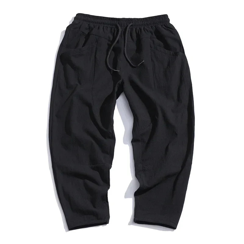 Mäns Cropped Pants med Justerbar Midja 4