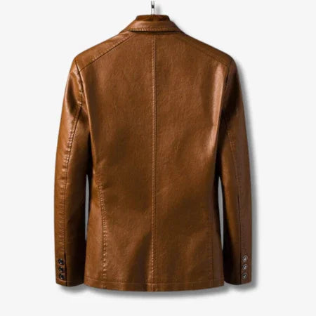 Mäns Läderjacka med Stativkrage 3