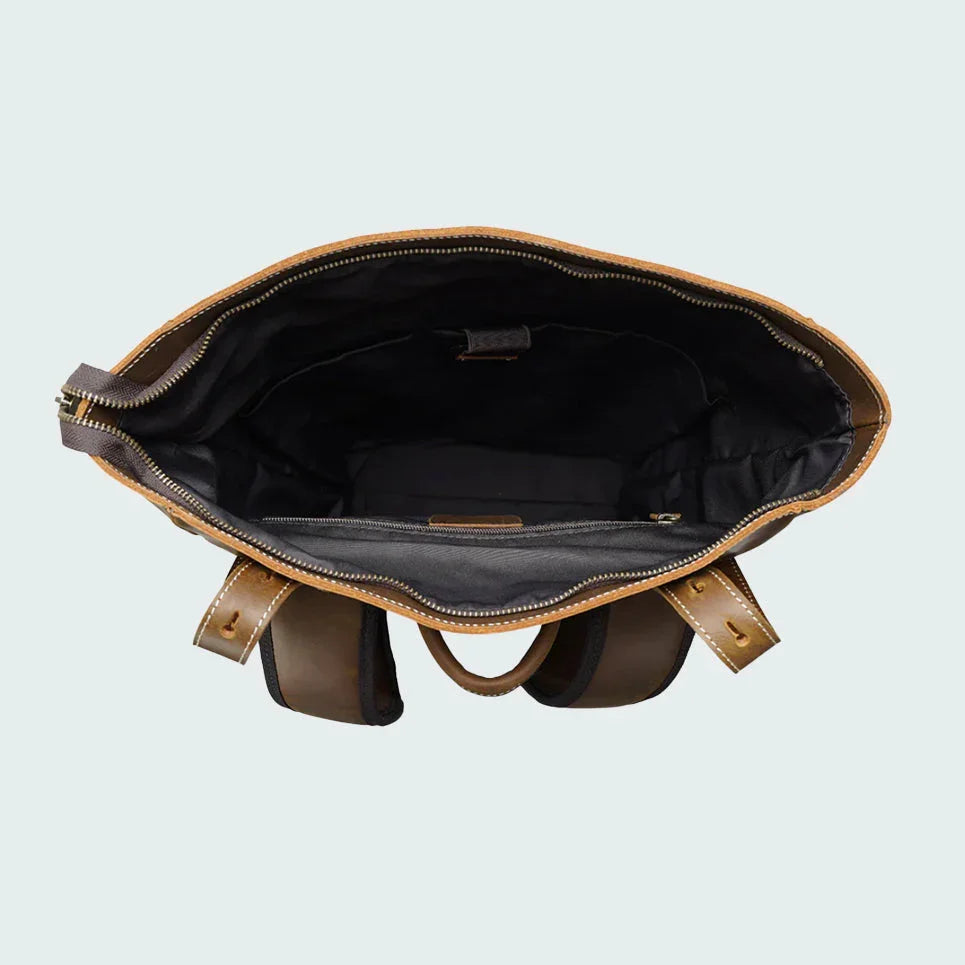 Mäns Läderryggsäck Funktionell Design 6