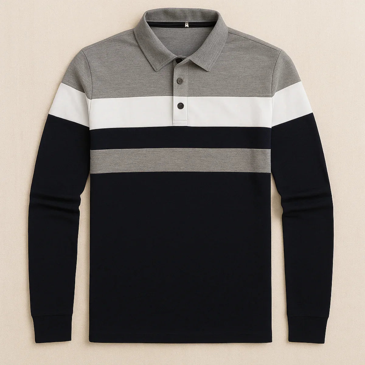 Mäns Långärmad Pikétröja Randig 4