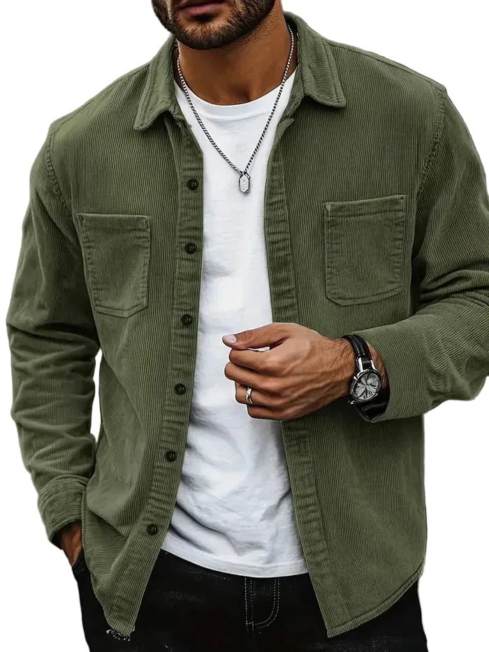 Mäns Overshirt Långärmad Casual 0