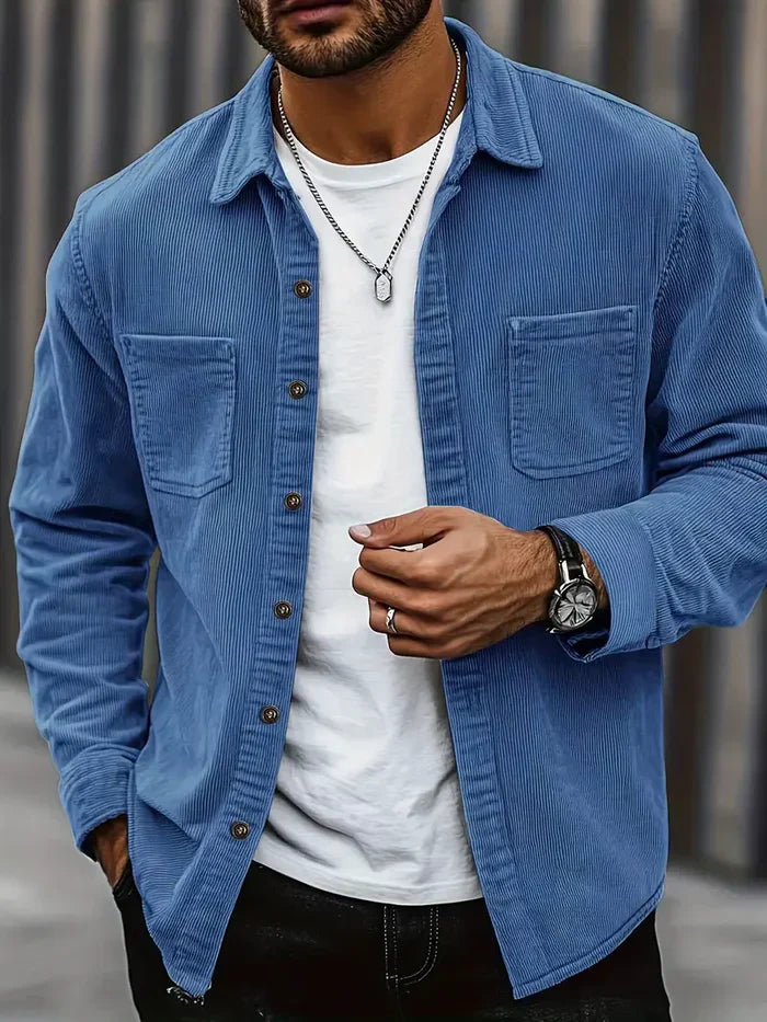 Mäns Overshirt Långärmad Casual 2