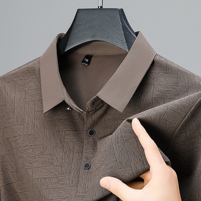 Mäns Pikétröja med Geometriskt Mönster 4