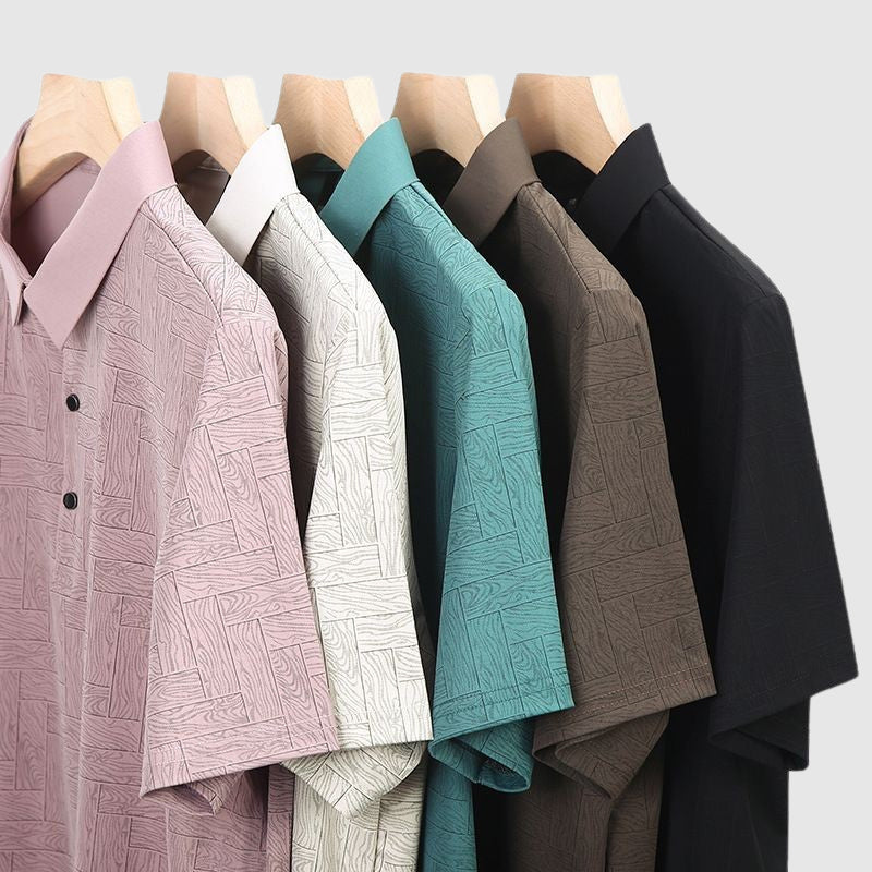 Mäns Pikétröja med Geometriskt Mönster 6