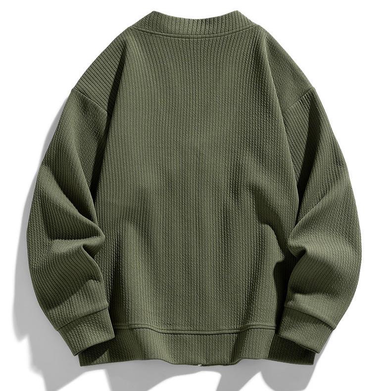 Mäns Zip-Up Cardigan Avslappnad Passform 6