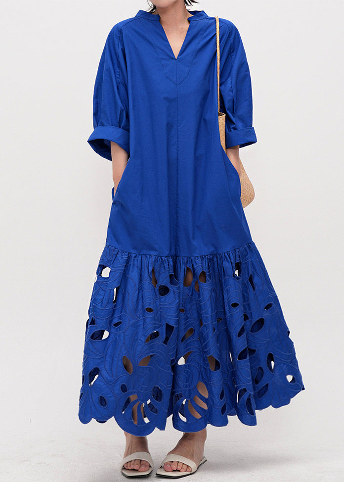 Maxi Klänning Dam Broderad Lång Längd Loose Fit 3