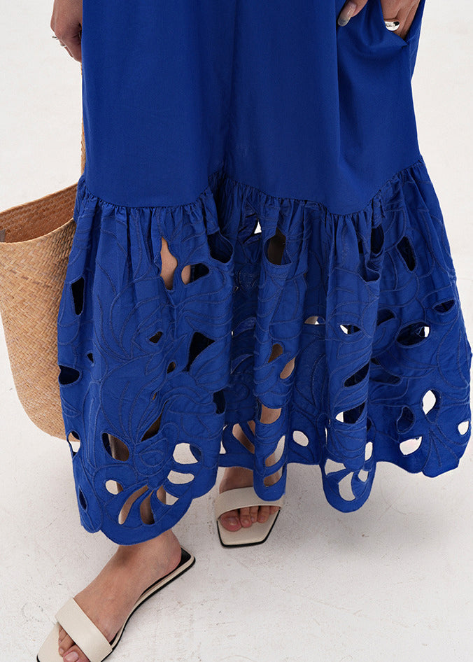 Maxi Klänning Dam Broderad Lång Längd Loose Fit 4