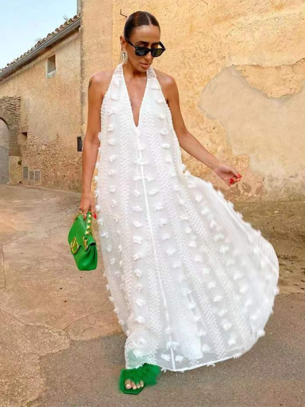 Maxi Klänning Dam Halterneck Blommig Mjuk Tyg 4