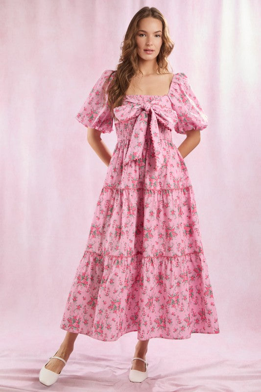 Maxiklänning Dam Blommönstrad Framknutning Långt Syntetmaterial 1