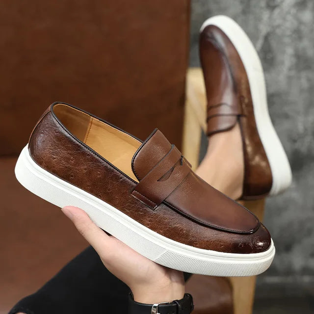 Mäns Loafers Munkbindning Ormläder 4