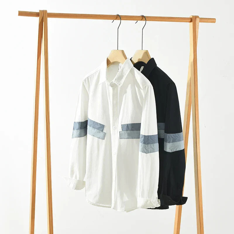 Herrskjorta Patchwork Casual Fit Bomull 6