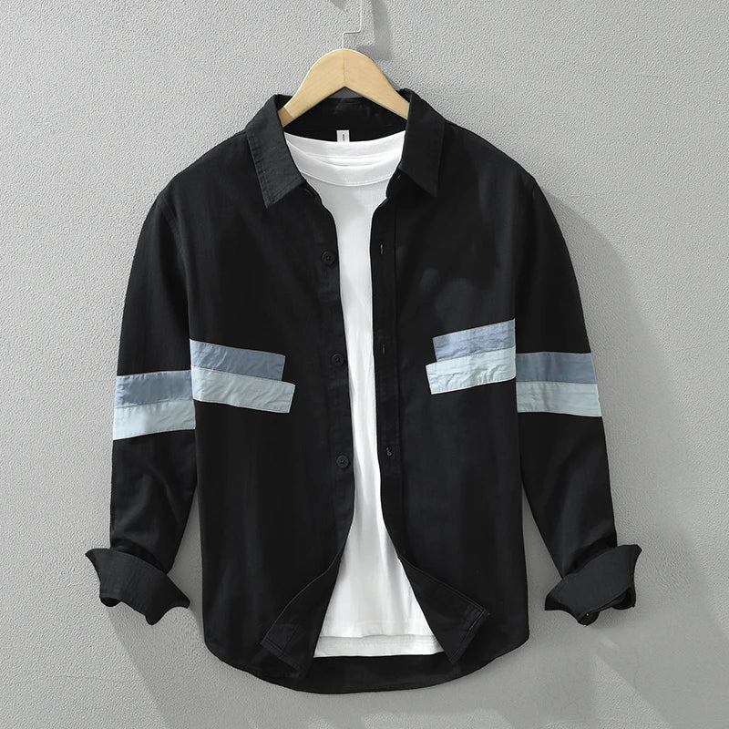 Herrskjorta Patchwork Casual Fit Bomull 1