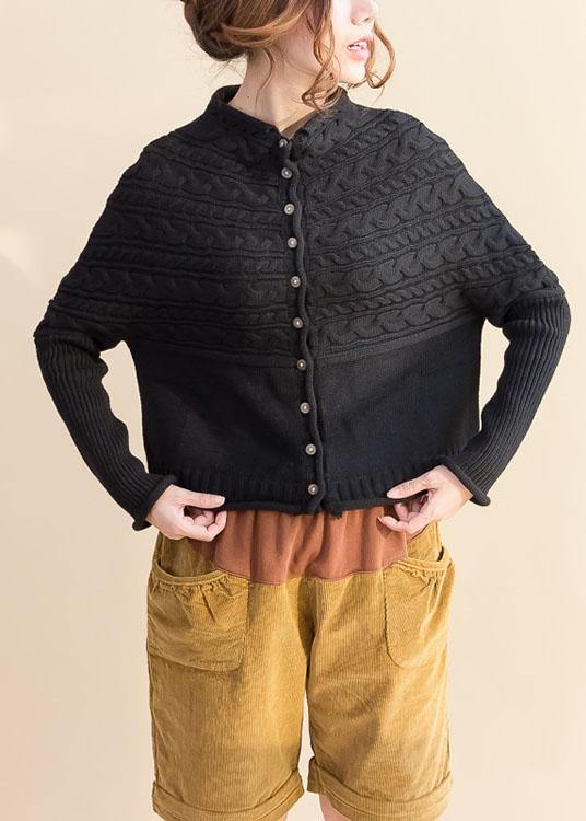 Oversized Stickad Kofta för Damer med Knappstängning 1