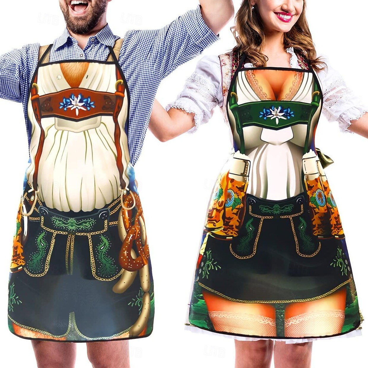 Par Schürzen Trachtenstil Dirndl Lederhosen Design Justerbar Slitstark Tyg 3