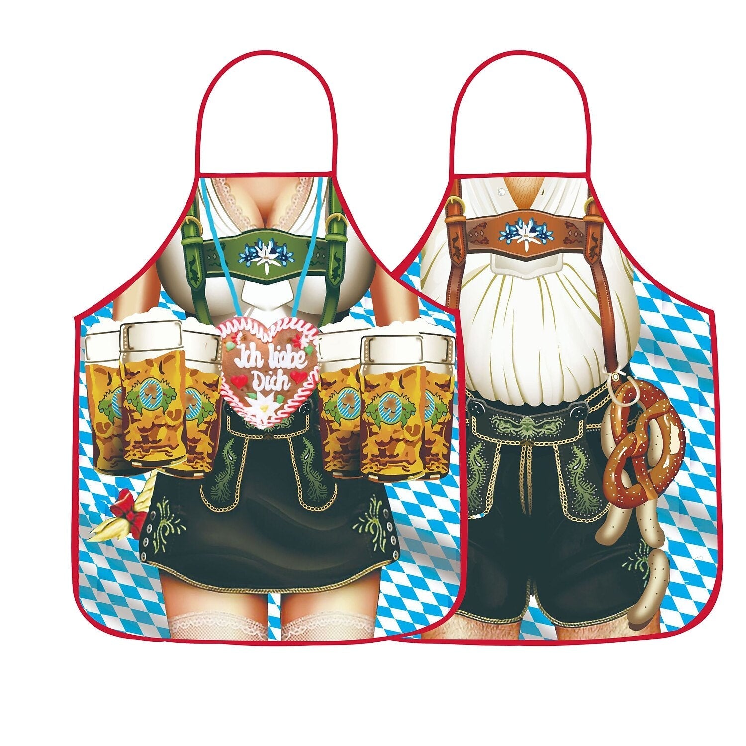 Par Schürzen Trachtenstil Dirndl Lederhosen Design Justerbar Slitstark Tyg 7