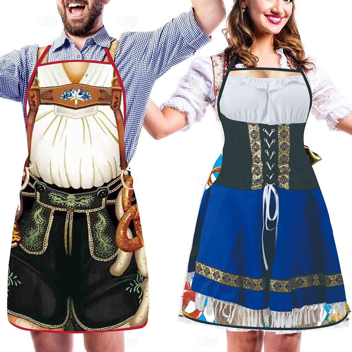 Par Schürzen Trachtenstil Dirndl Lederhosen Design Justerbar Slitstark Tyg 8