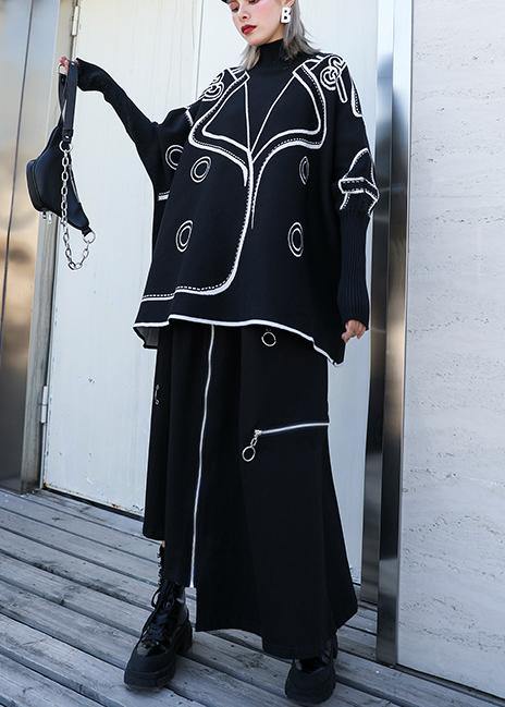 Plus Size Batwing Sleeve Blus med Tryck 2