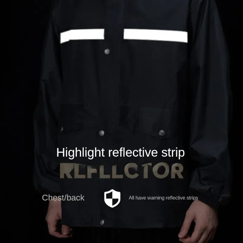 Regnställ för Motorcykel och Cykel Vattentät PVC-Gummi Med Reflekterande Detaljer 3