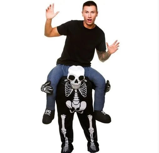 Rolig Halloween Kostym Barn och Vuxen Med Illusion av Att Rida på Axlarna, Polyester 9