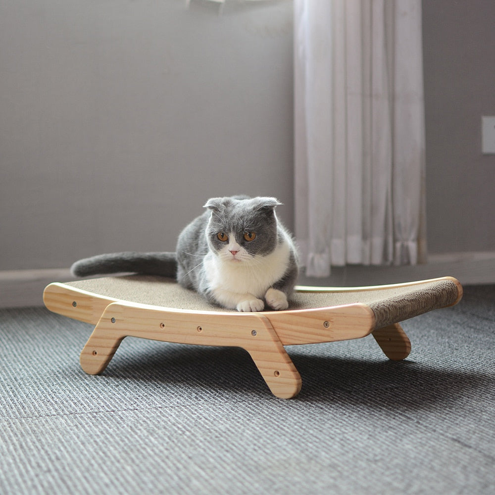 Wooden Cat Scratcher Bed