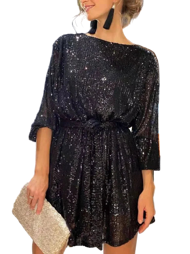 Festklänning Dam Glamour med Glittrande Paljetter i Polyester 1