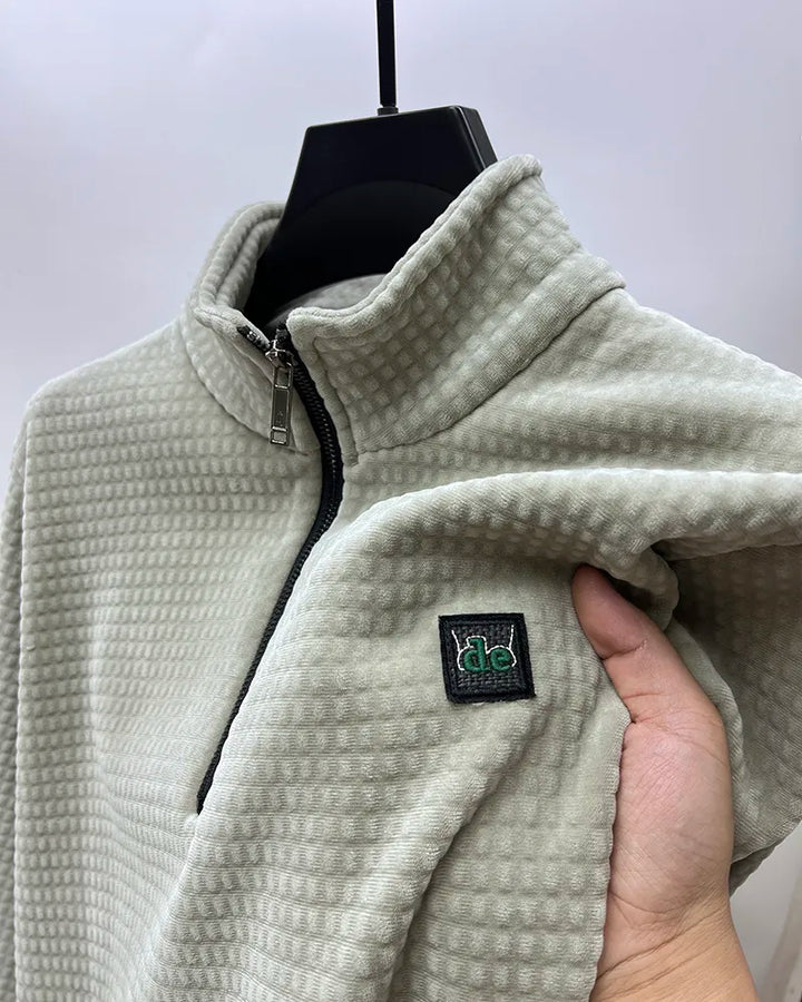 Herr Tröja Halvzip Alpaka Fleece Modern Design Komfortabel Stil-1