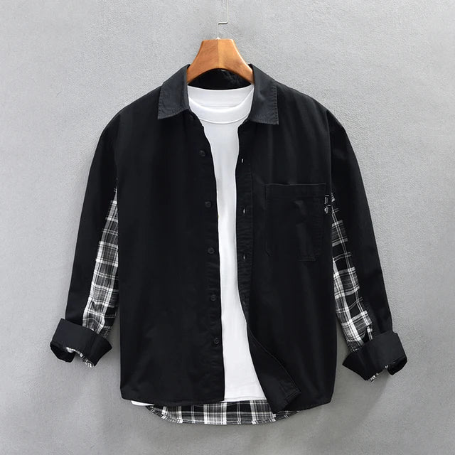 Herrskjorta Casual Stil Mjuk Bomull 3