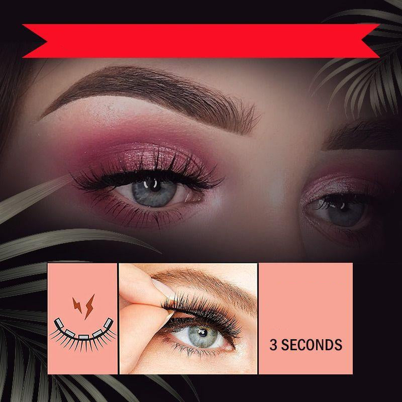 Kvinnors Återanvändbara Självhäftande Ögonfransar Syntetiska Svart-3