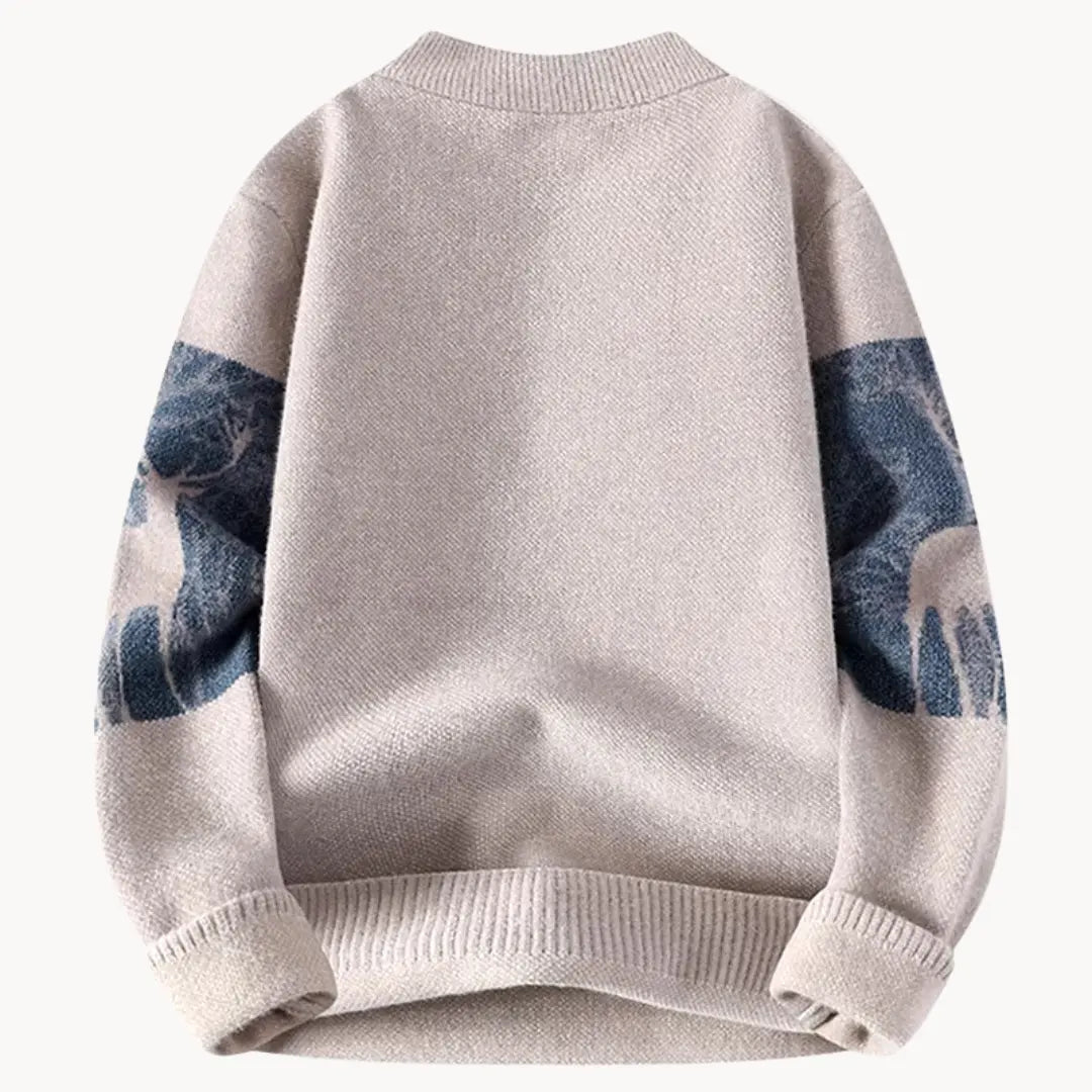 Stickad Dam Tröja Klassisk Stil Med Ribbade Detaljer 2