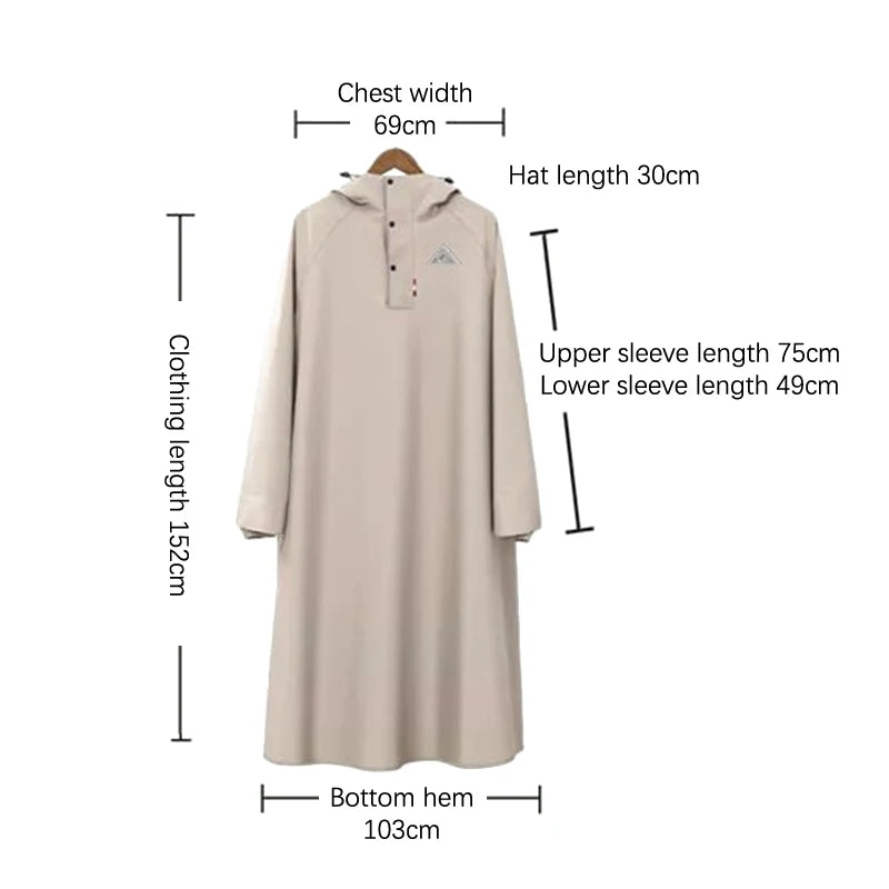 Unisex Regnponcho Lång Oxford Vattentät Regnrock 5