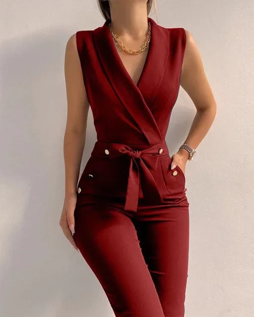 Variant image for Dam Jumpsuit Ärmlös V-ringning Elegant Polyester-21