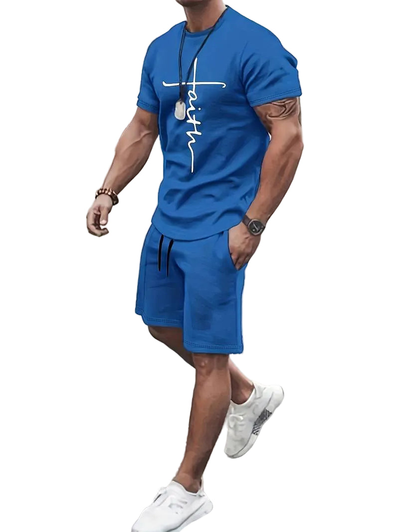 Variant image for Herr Sommaruppsättning Kortärmad T-shirt Bomull och Shorts-1