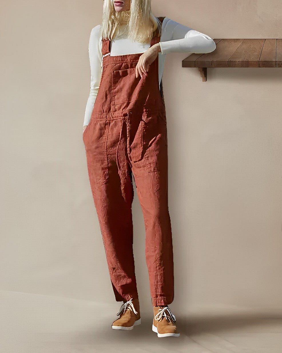 Dam Jumpsuit Ärmlös Dungaree Lätt Bomull 1