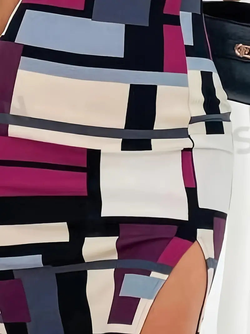 Dam Sommarklänning Färgblockad Figursydd Polyester-5