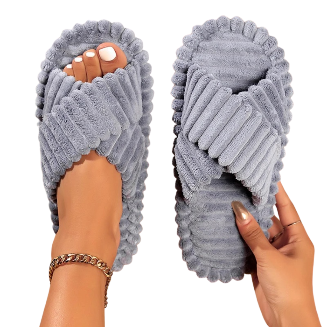 Corduroy Cross Band Tofflor för kvinnor