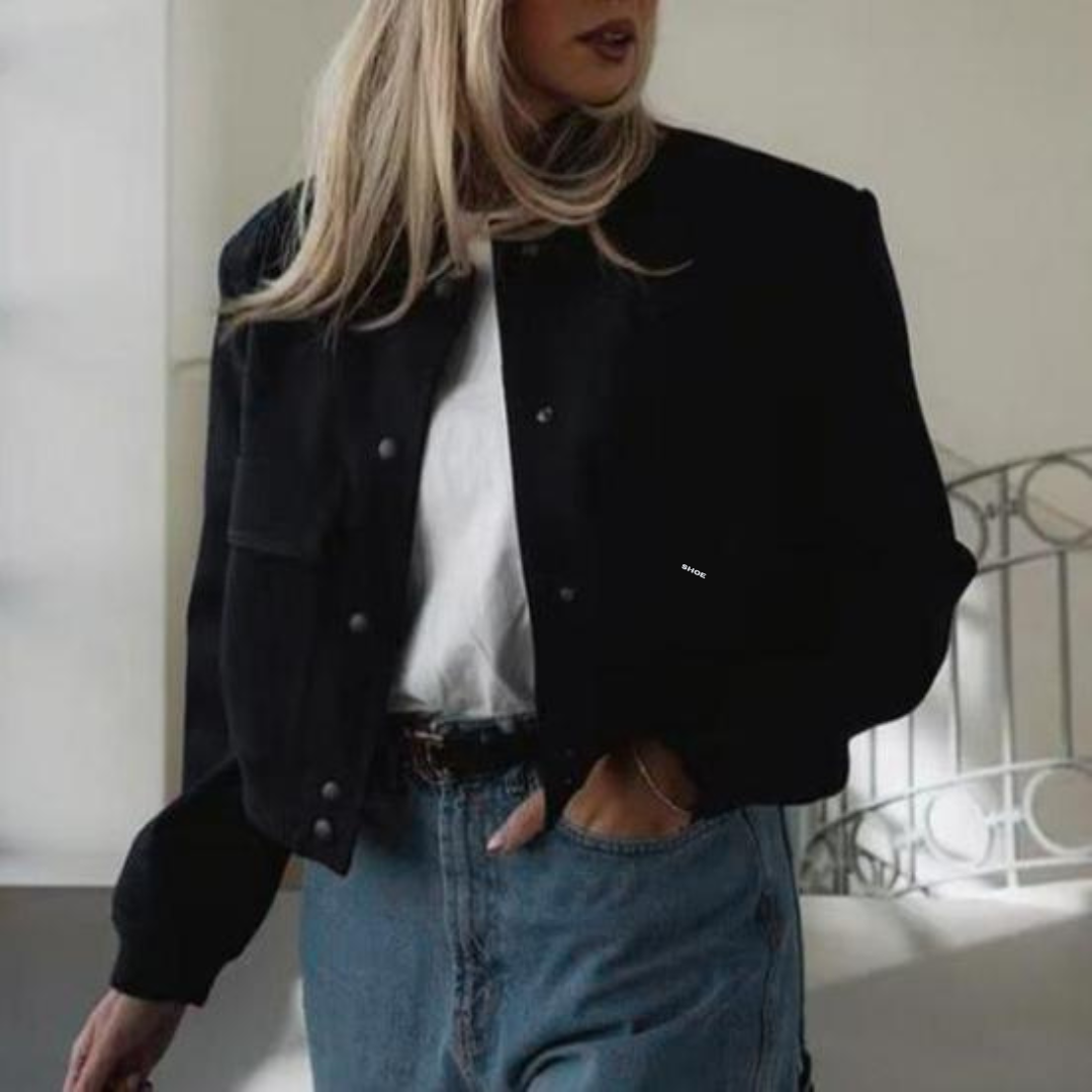 Croppad bomberjacka för kvinnor