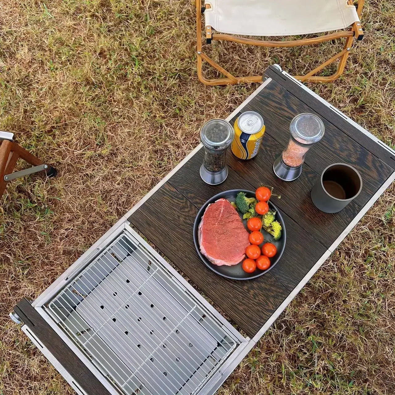 Bärbar grill i rostfritt stål