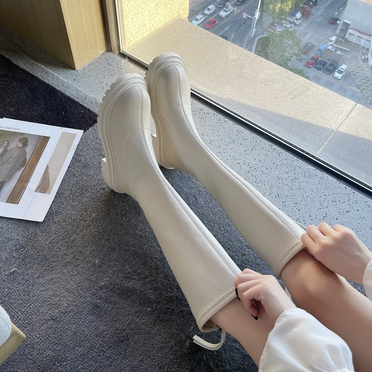 Långa Läderstil Stövlar för kvinnor