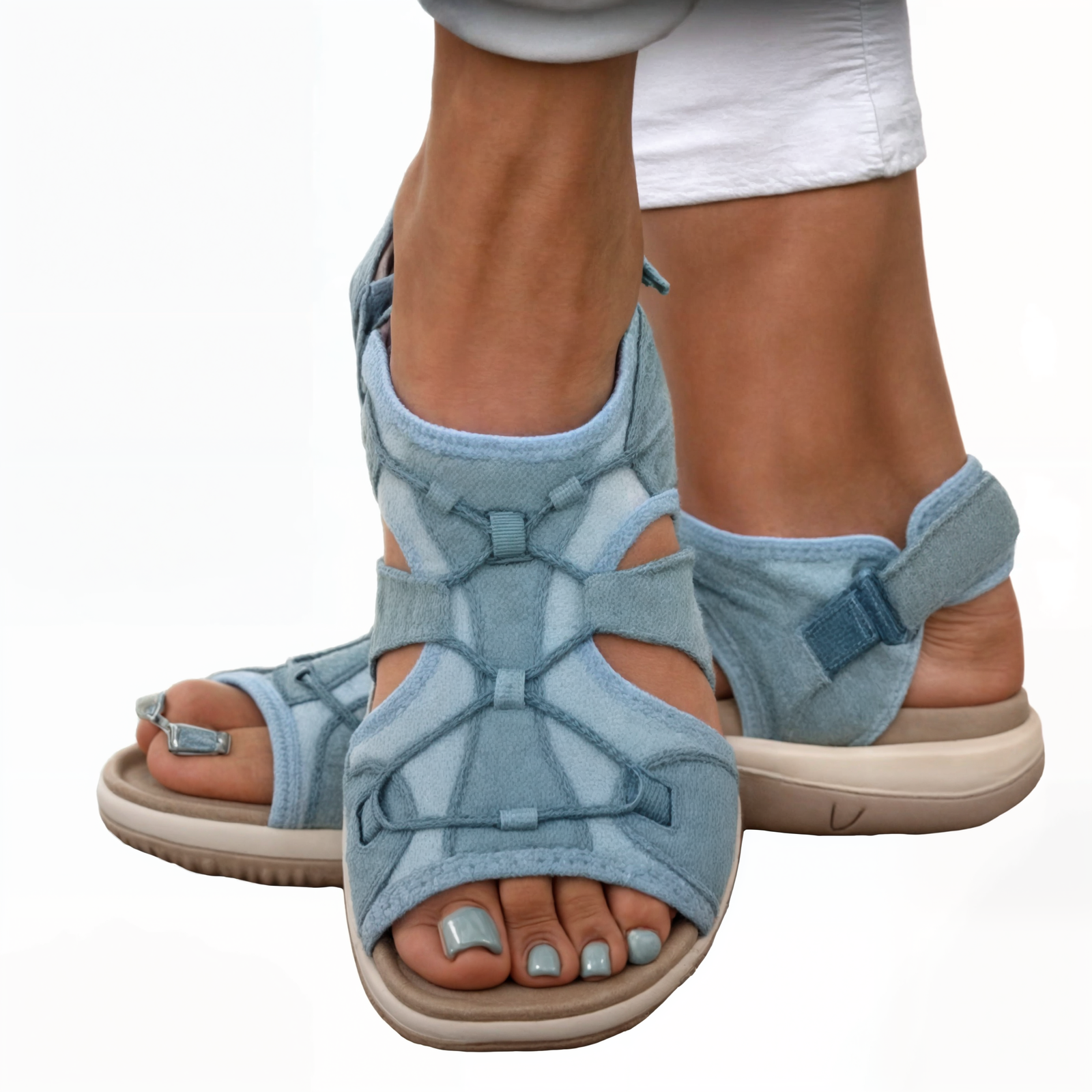 Sandaler med rund öppen tå