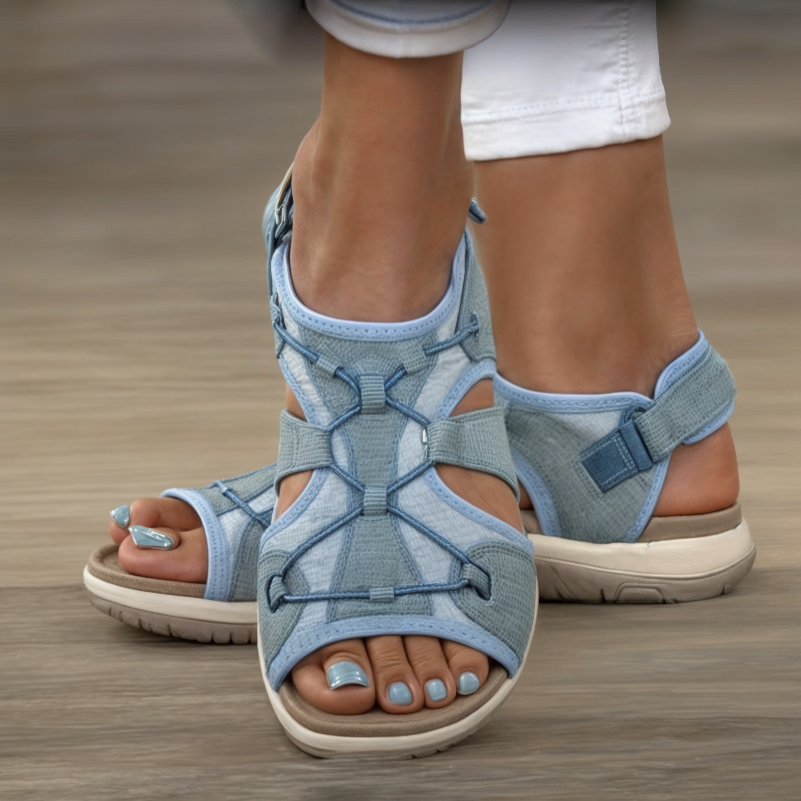 Sandaler med rund öppen tå