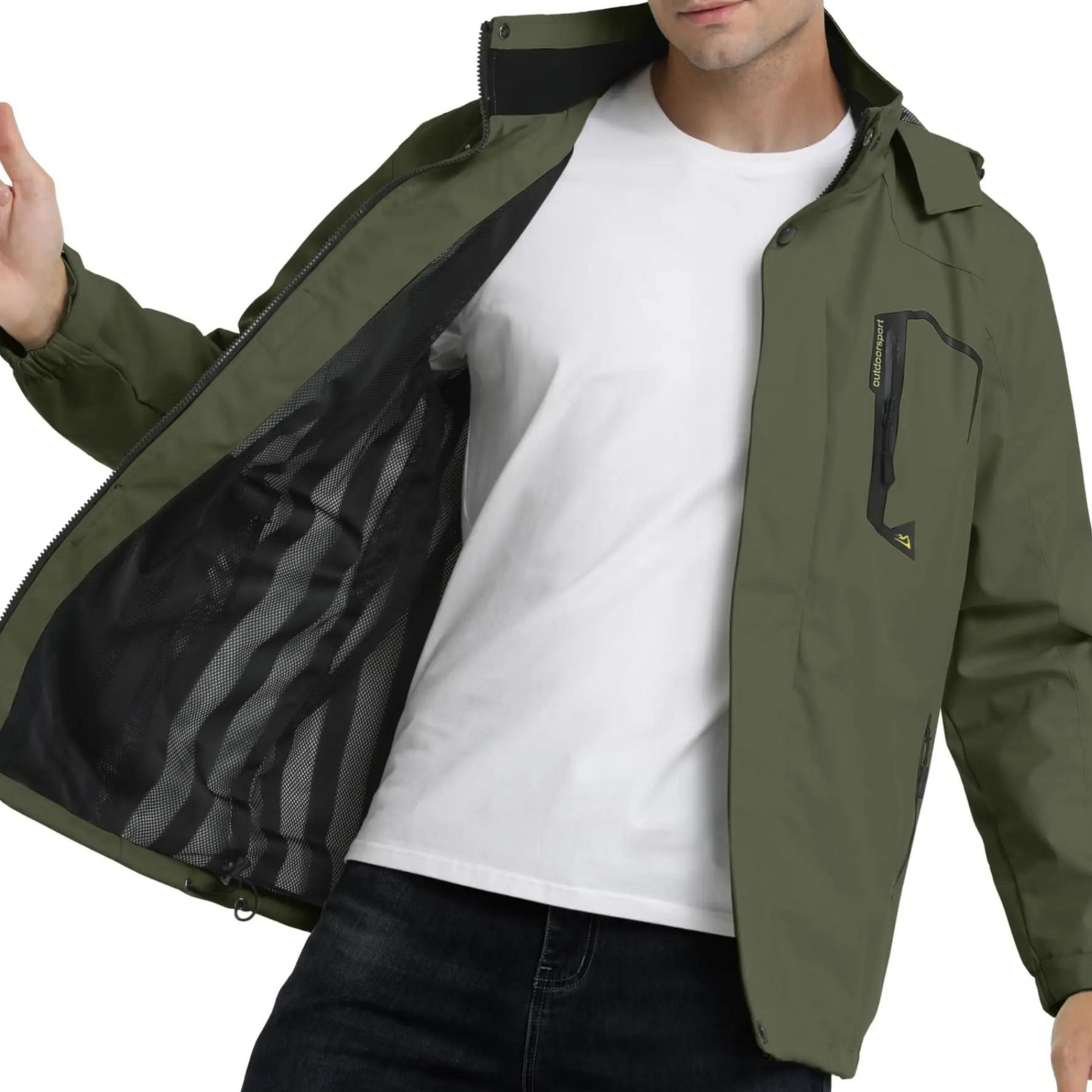 Fleece skidjacka med huva för herrar