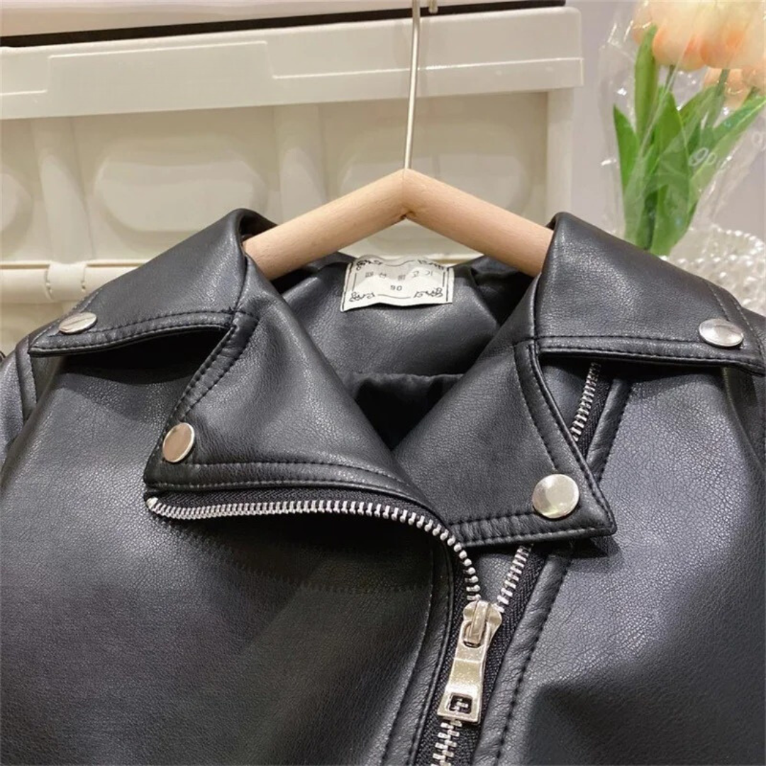 Läderstil jacka för barn