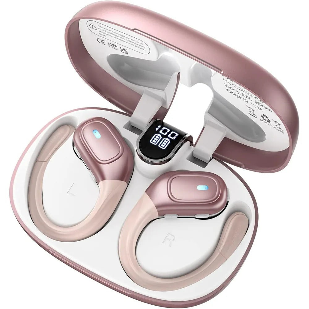 Brusreducerande trådlösa öronsnäckor | Sporthörlurar För Löpning | Lång Batteritid