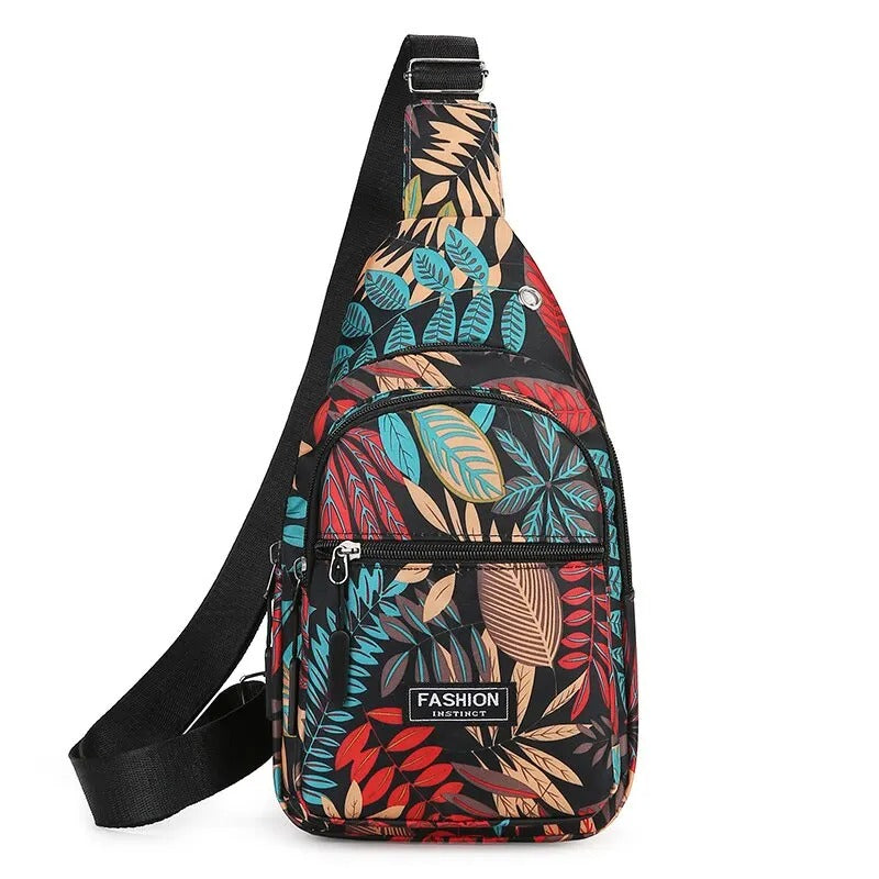 Leaf Print Sling Chest Bag