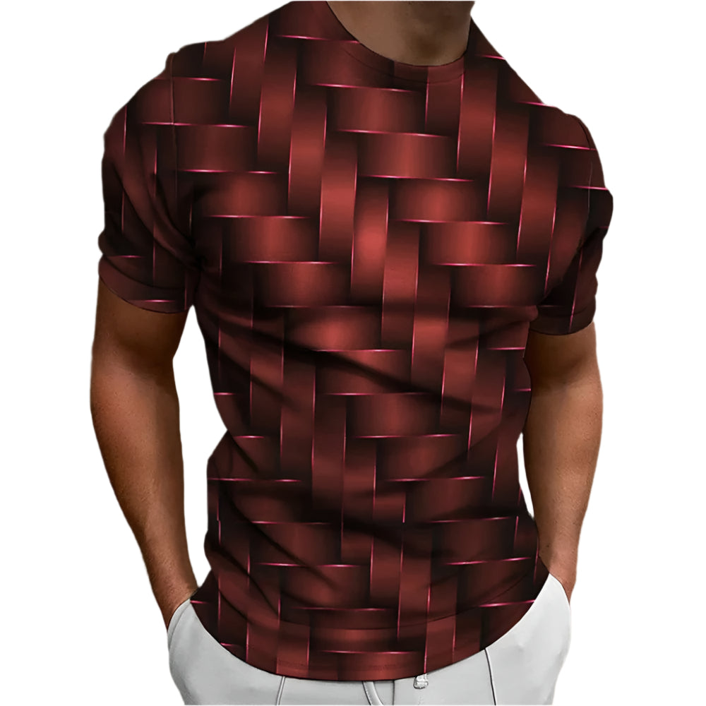 T-shirt för män med geometrisk 3D-utskrift