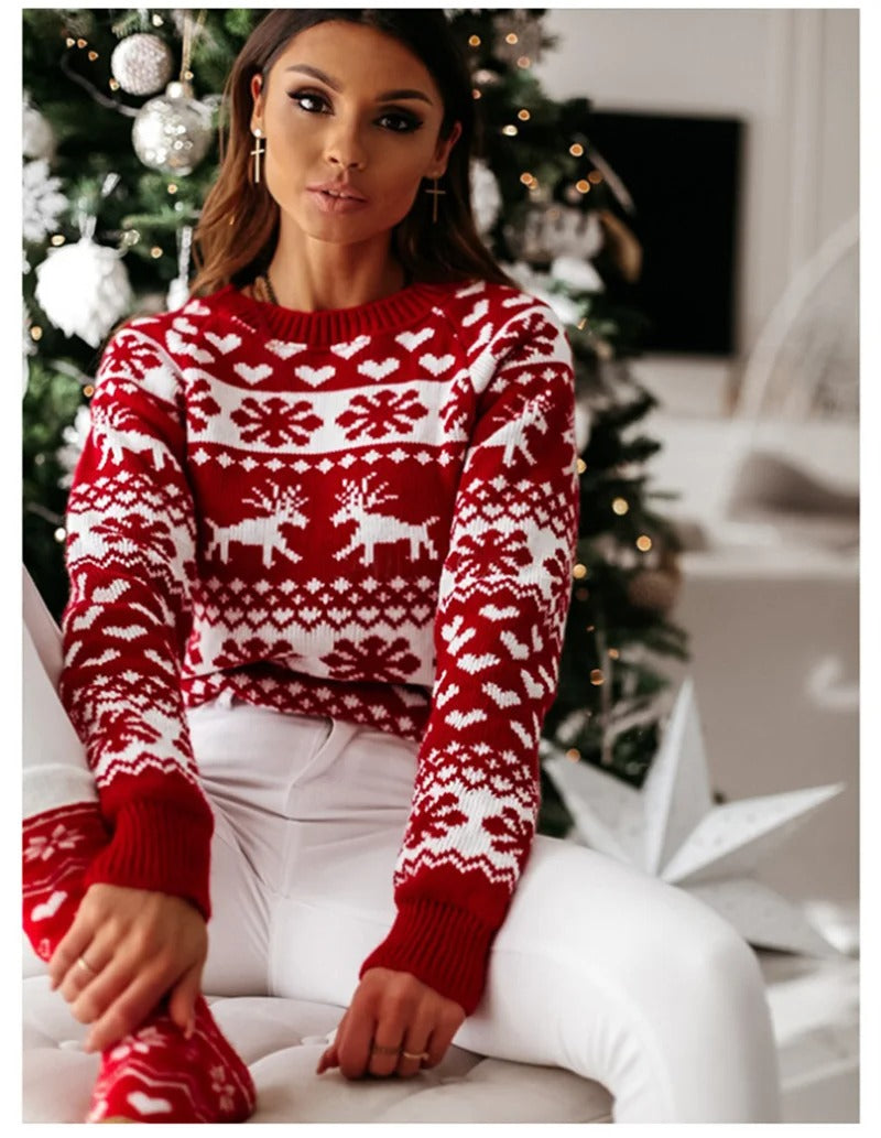 Stickad jultröja för kvinnor
