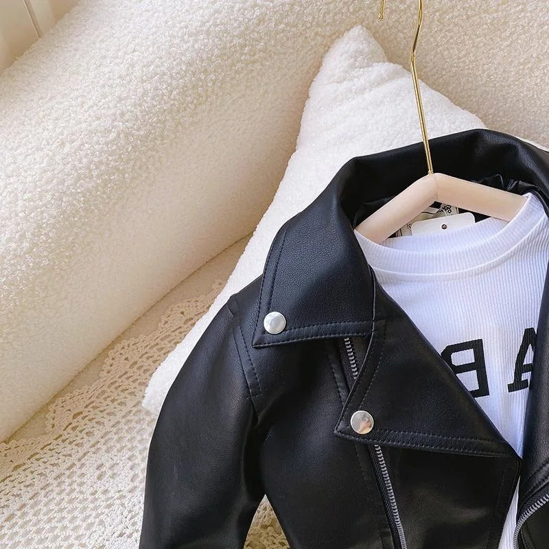 Läderstil jacka för barn