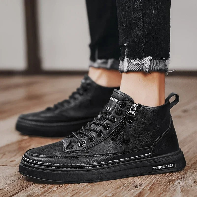 Ankelkängor i Läderstil med hög topp för män