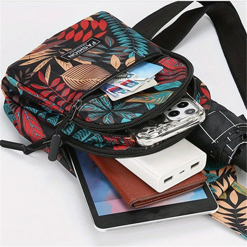 Leaf Print Sling Chest Bag